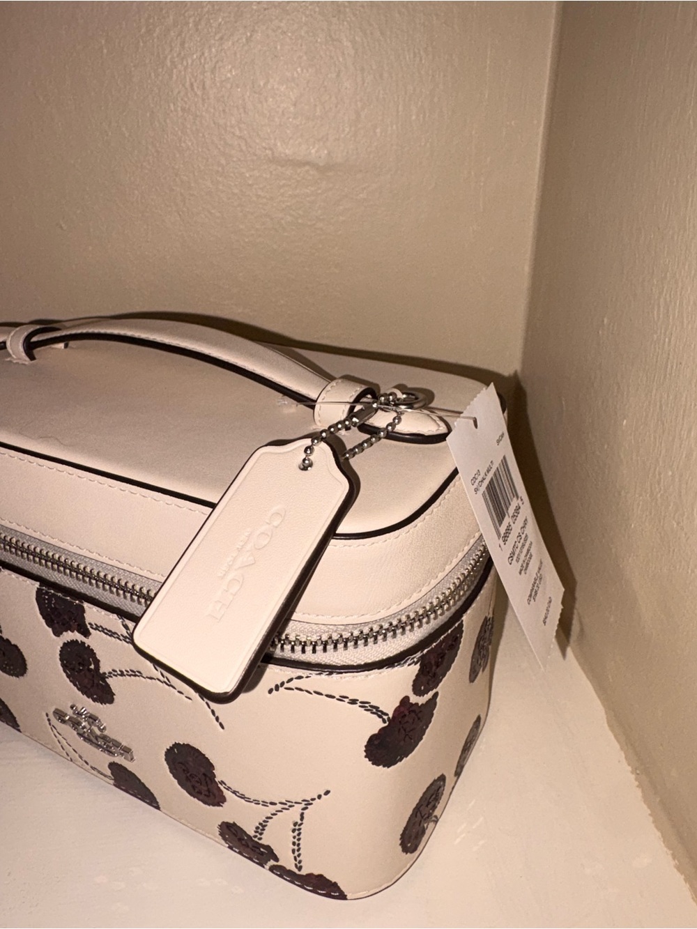 COACH Cream Cosmetic Case with Cherry Motif - Picture 2 of 4